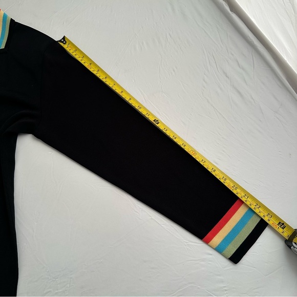 Misook black open cardigan striped collar/cuffs M - Picture 11 of 11